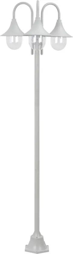 vidaXL Paalverlichting tuin E27 220 cm aluminium wit 3-delig