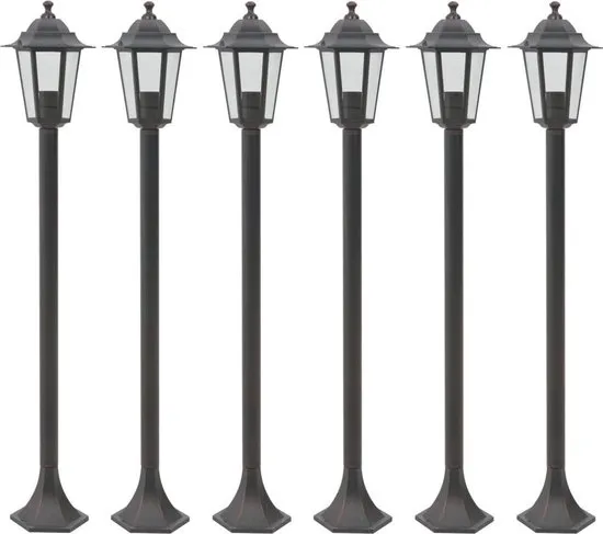 vidaXL Paalverlichting voor tuin E27 110 cm aluminium brons 6 st