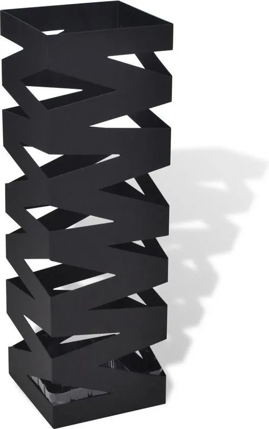 vidaXL Paraplu- en wandelstokhouder zwart vierkant staal 48,5 cm