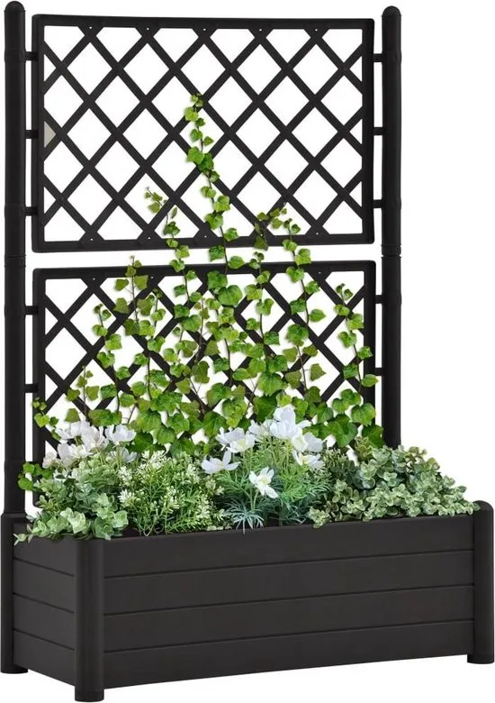 vidaXL Plantenbak met latwerk 100x43x142 cm PP antraciet