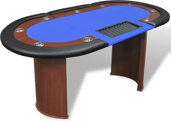 vidaXL Pokertafel voor 10 personen met dealervak en fichebak blauw