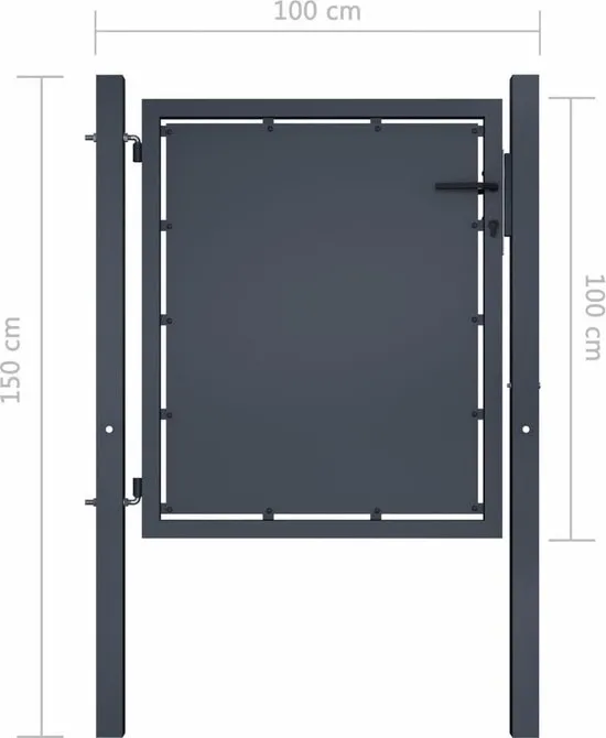 vidaXL Poort 100x100 cm staal antraciet
