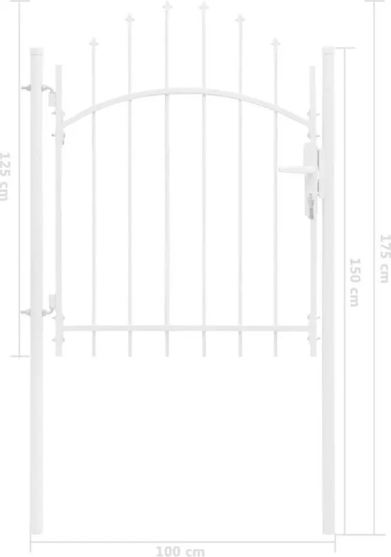 vidaXL Poort 1x1.75 m staal wit