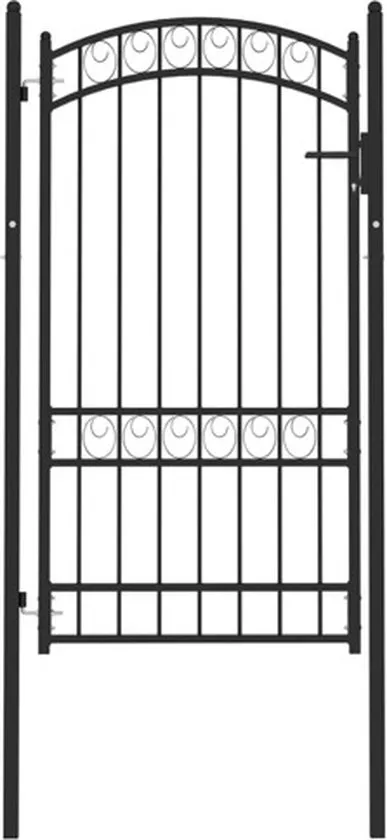 vidaXL Poort met gebogen bovenkant 100x175 cm staal zwart
