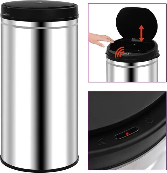 vidaXL Prullenbak met automatische sensor 70 L roestvrij staal  VDXL_322696