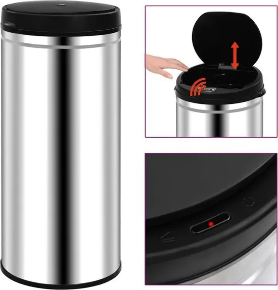 vidaXL Prullenbak met automatische sensor 80 L roestvrij staal  VDXL_322697