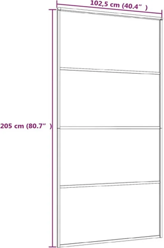 vidaXL Schuifdeur 102.5x205 cm ESG-glas en aluminium wit