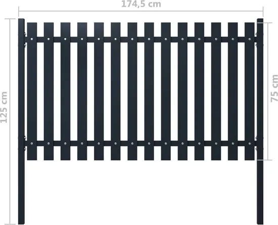 vidaXL Schuttingpaneel 174.5x75 cm gepoedercoat staal antraciet