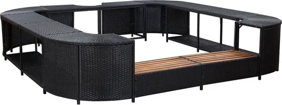 vidaXL Spa-ombouw vierkant 268x268x55 cm poly rattan zwart