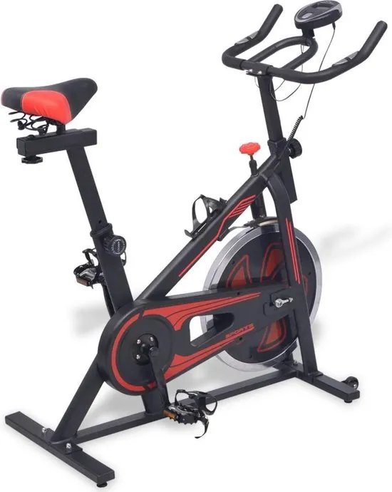 vidaXL Spinningfiets met hartslagsensoren zwart en rood