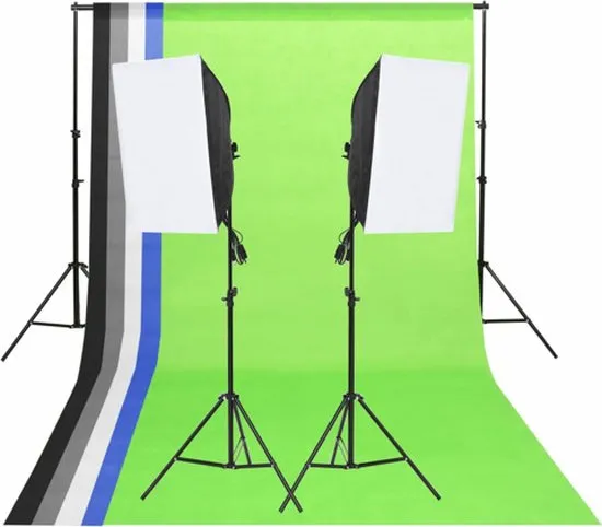 vidaXL Studioverlichtingsset met achtergronden en softboxen