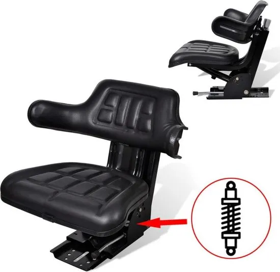 vidaXL Tractorstoel met ophanging zwart