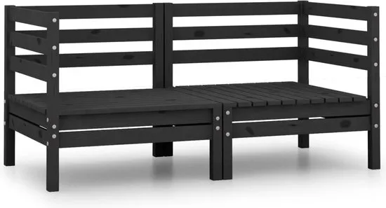 vidaXL Tuinbank 2-zits massief grenenhout zwart