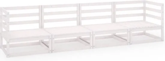 vidaXL Tuinbank 4-zits massief grenenhout wit