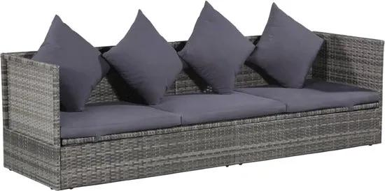 vidaXL Tuinbed 200x60 cm poly rattan grijs