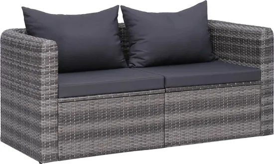 vidaXL Tuinhoekbanken 2 st poly rattan grijs