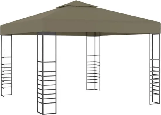 vidaXL Tuinpaviljoen 180 g/m² 3x3 m taupe