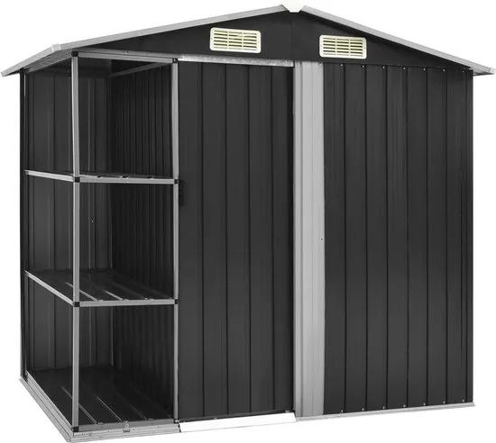 vidaXL Tuinschuur met rek 205x130x183 cm ijzer antraciet  VDXL_47106