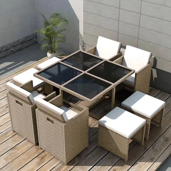 vidaXL tuinset - rattan - grijs