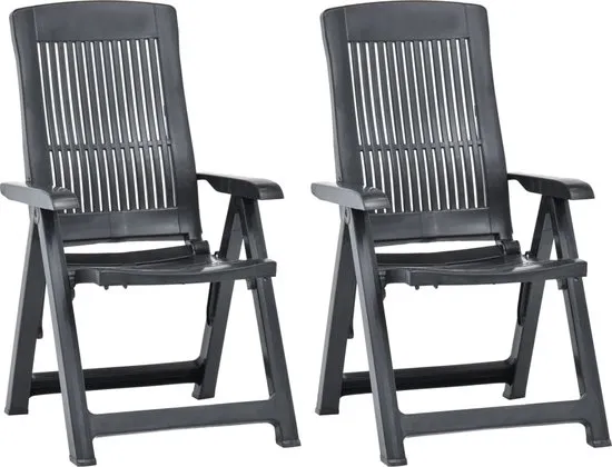 vidaXL Tuinstoelen 2 st verstelbaar kunststof antracietkleurig