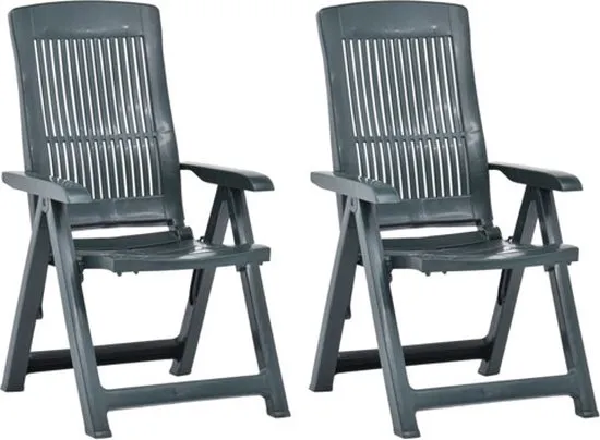 vidaXL Tuinstoelen 2 st verstelbaar kunststof groen