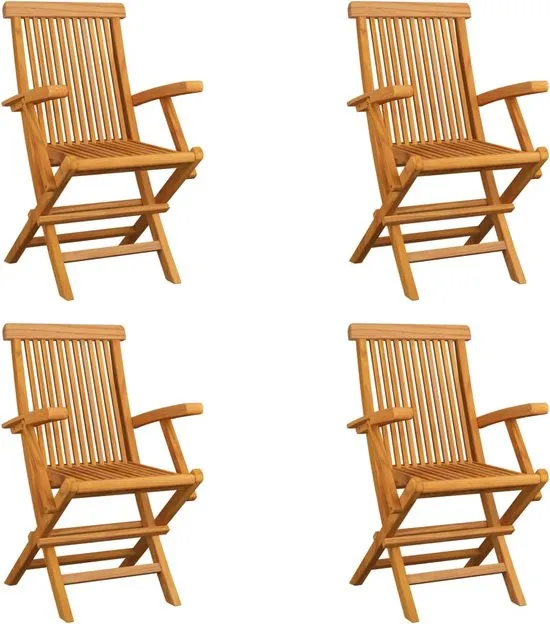 vidaXL Tuinstoelen 4 st inklapbaar massief teakhout