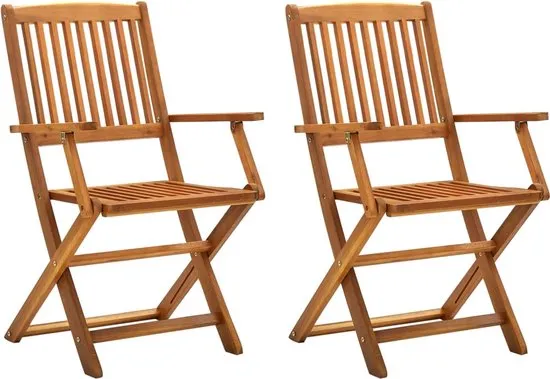 vidaXL Tuinstoelen inklapbaar 2 st massief acaciahout