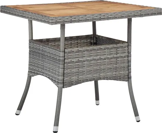 vidaXL Tuintafel poly rattan en massief acaciahout grijs