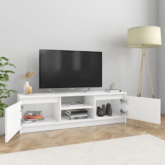 vidaXL Tv-meubel 120x30x35,5 cm spaanplaat hoogglans wit  VDXL_800573