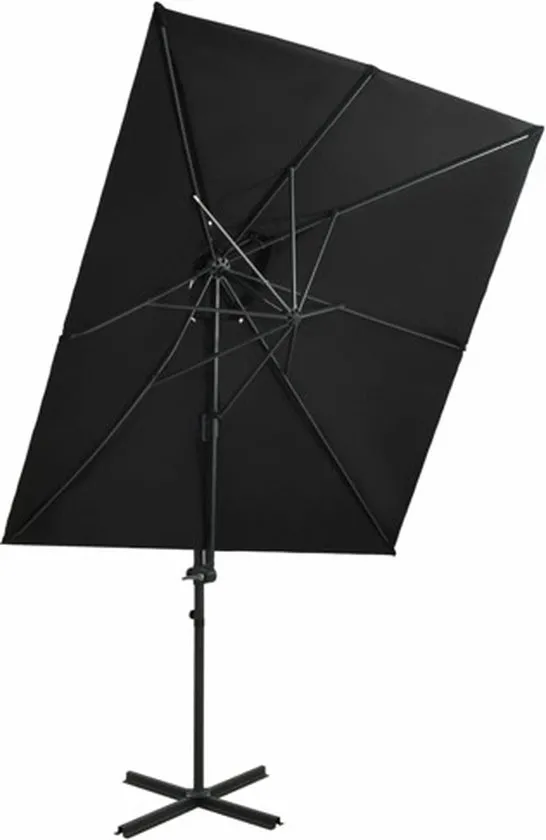 vidaXL Zweefparasol met dubbel dak 250x250 cm zwart
