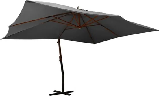 vidaXL Zweefparasol met houten paal 400x300 cm antracietkleurig