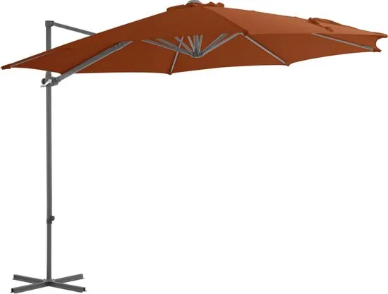 vidaXL Zweefparasol met stalen paal 300 cm terracottakleurig
