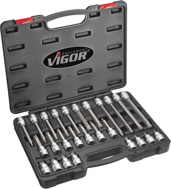 Vigor V1918 Veeltand (XZN) Dopsleutel-bitinzetset 26-delig 1/2 (12.5 mm)