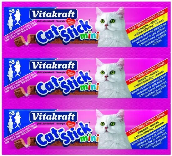 Vitakraft Catstick Mini - Kabeljauw & Tonijn - Kattensnack - 3 st