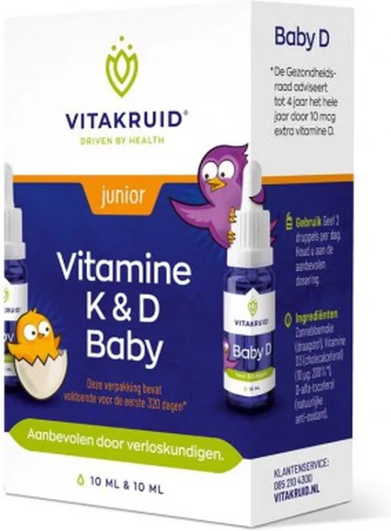 Vitakruid Vitamine K & D baby druppels 10 ml 2 stuks