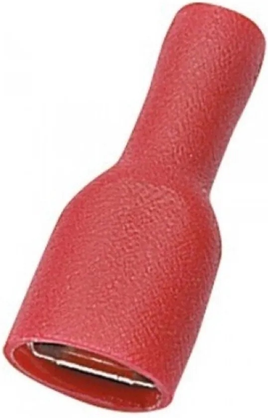 Vlakke kabelschoen (v) - 6,6mm / rood - geïsoleerd (100 stuks)