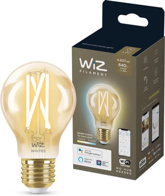 WiZ Filamentlamp Slimme LED Verlichting - Warm- tot Koelwit Licht - E27 - 50W - Goud - Wi-Fi