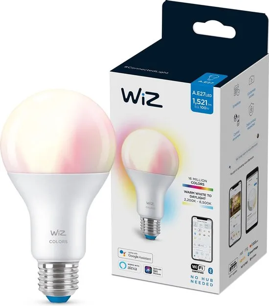 WiZ Lamp Slimme LED Verlichting - Gekleurd en Wit Licht - E27 - 100W - Mat - Wi-Fi