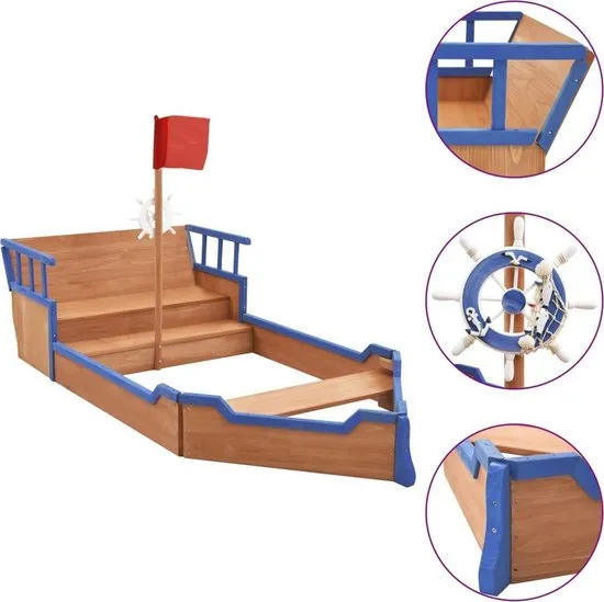 Zandbak piratenschip 190x94,5x136 cm vurenhout