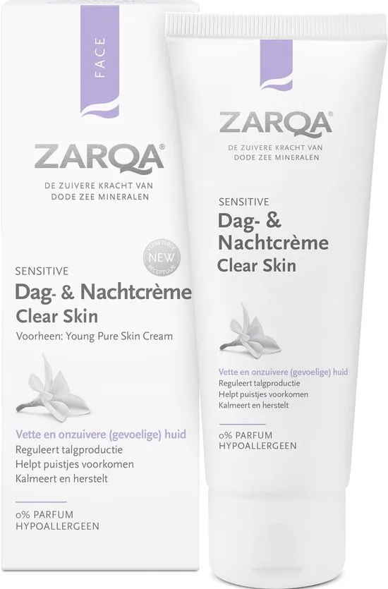 ZARQA Dag- en Nachtcrème Clear Skin (reguleert talgproductie) - 75 ml