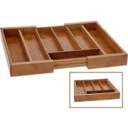 Excellent Houseware Bestekbak hout uitschuifbaar