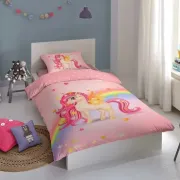 Good Morning Dekbedovertrek Little -140x200/220 - Eenhoorn Met Regenboog - Roze