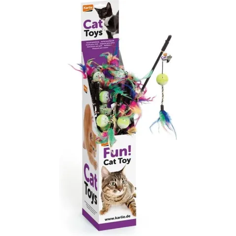 - Kattenspeelgoed - hengel- Kattenhengel - speelhengel met rinkelbal en veren