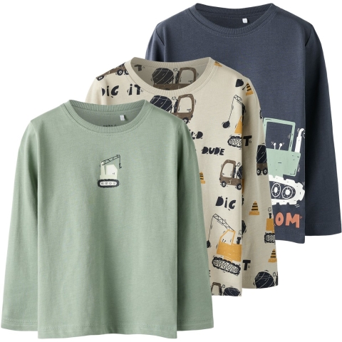Name It Blouse - 3-pack - NmmNiko - Green Bay/Silver Voering+Ind - Name It - 5 jaar (110) - Blouse