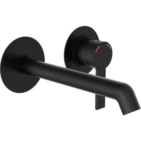 Schutte LOS ANGELES Wastafelkraan | Mat zwart | Voor wandmontage - 33166