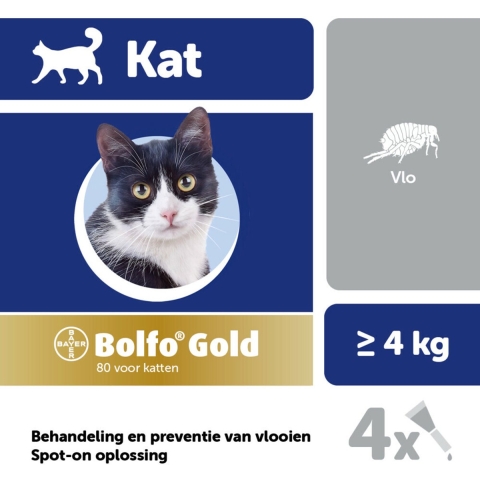 2x Bolfo Gold Anti Vlooiendruppels Kat Vanaf 4 kg 4 pipetten
