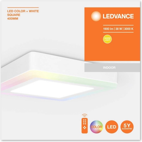LEDVANCE 4058075265769 LED COLOR WHITE SQ 400MM 38W LEDV LED-plafondlamp LED 38 W Wit