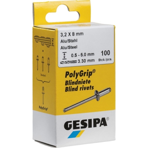 Gesipa 1433573 Popnagel (Ø x l) 4 mm x 12 mm Staal Staal 100 stuk(s)