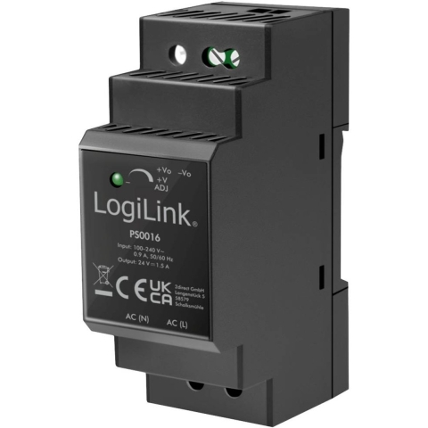 LogiLink PS0016 DIN-rail netvoeding 24 V 1.5 A 36 W Inhoud: 1 stuk(s)