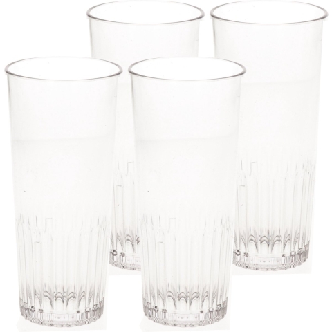 Onbreekbaar bierglas - 12x stuks - ribbel - transparant - kunststof - 30 cl/300 ml -